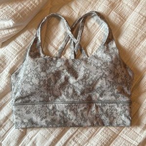 LULULEMON Blue-Grey leopard print longline ENERGY bra